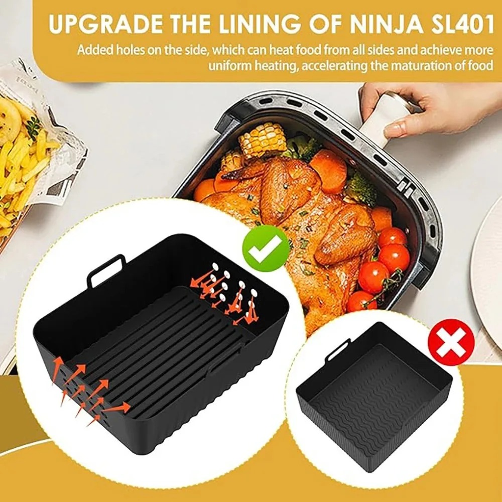 Silicone Steamer Basket - 2Pcs Air FryerซิลิโคนLinersสําหรับNinja SL400 SL401 Double