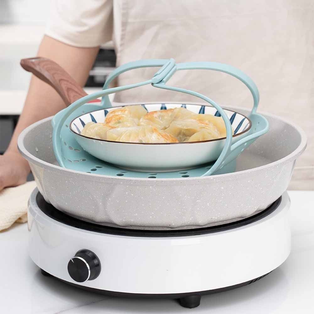 Silicone Steamer Basket - ตะกร้าซิลิโคนสำหรับนึ่งอาหารแบบด้ามยาว ใช้ซ้ำได้ ไม่ติดอาหาร ทนความร้อน ทนทาน เหมาะสำหรับนึ่งผัก