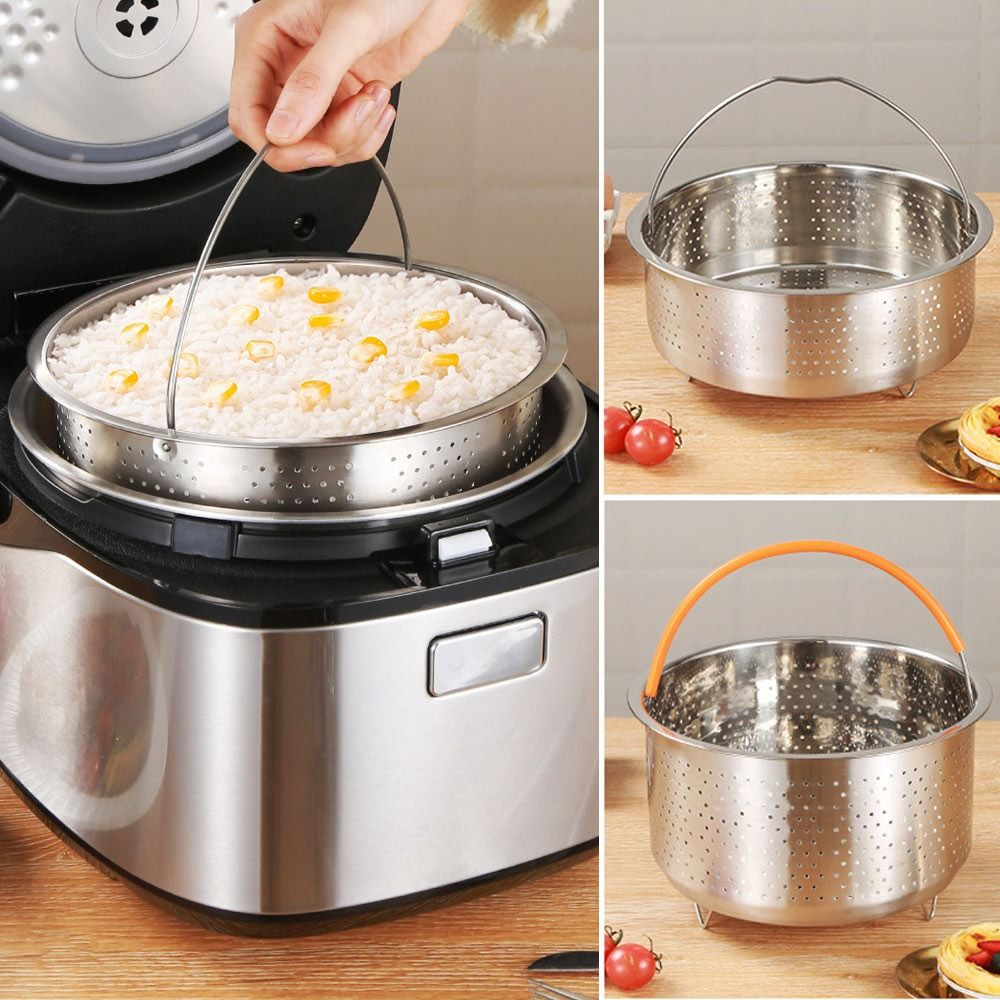 Silicone Steamer Basket - หม้อหุงข้าวความดันสูงทำจากสแตนเลส keranjang tirisan ตะแกรงนึ่งพร้อมที่จับซิลิโคนอุปกรณ์ทำอาหาร