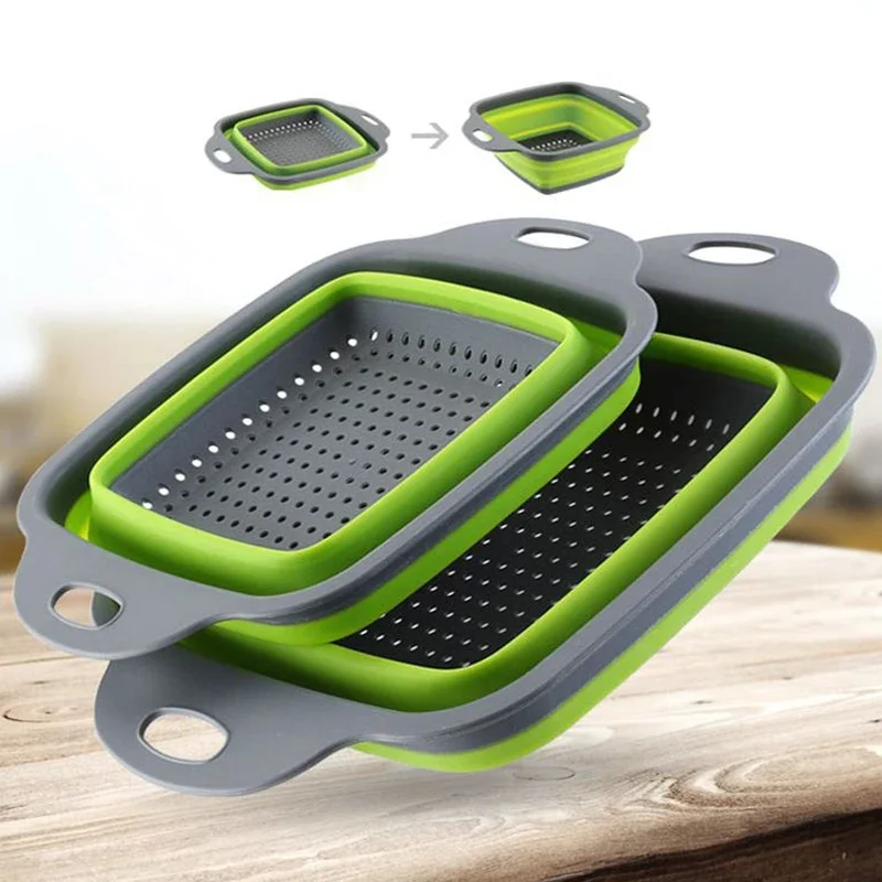 Silicone Steamer Basket - ใหม่พับตะกร้าล้างผักผักผลไม้กรองแบบพกพา Colander พับ Drainer อุปกรณ์ครัว Gadgets