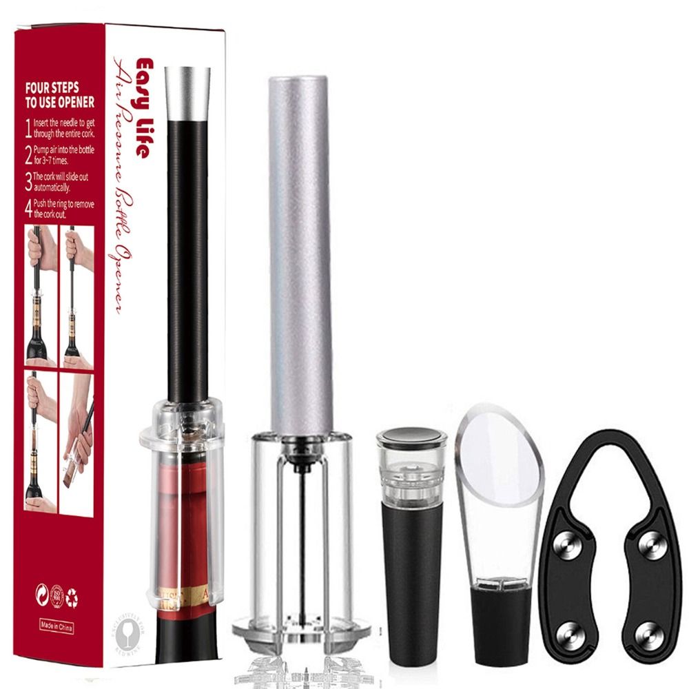 Kitchen Gadgets Deals - ชุดอุปกรณ์เสริมบาร์ ที่เปิดขวดไวน์ ทำจากอลูมิเนียมอัลลอยด์และ ABS พร้อมที่ดูดฝุ่น ที่เปิดขวดไวน์แบบสุญญากาศ