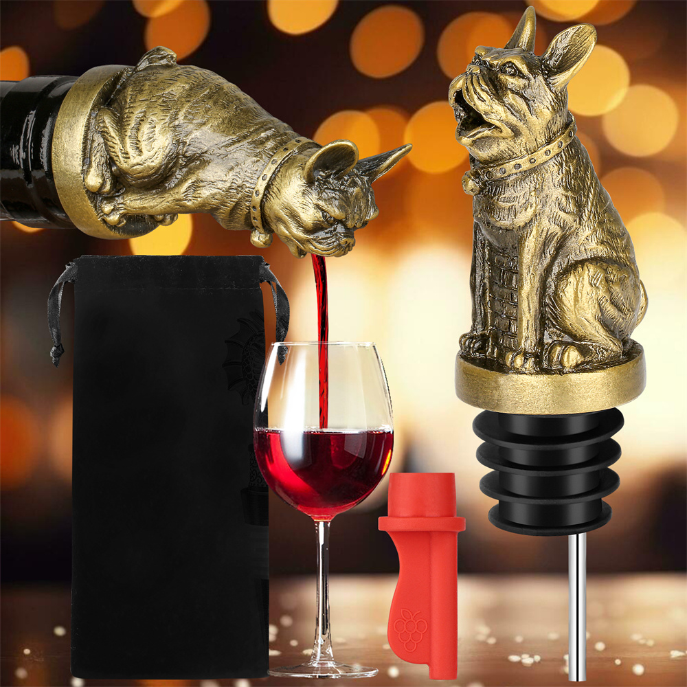 Kitchen Gadgets Deals - น่ารัก French Bulldog ไวน์ Pouer ขวดแชมเปญขวดเครื่องดื่มซีลสูญญากาศงานแต่งงานเครื่องมือห้องครัว