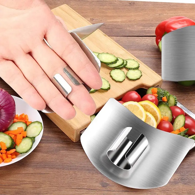 Kitchen Hand Gadgets - 1-6 ชิ้น ที่ป้องกันนิ้วสแตนเลส ป้องกันการบาด ป้องกันนิ้วมือ สำหรับหั่นผักอย่างปลอดภัย