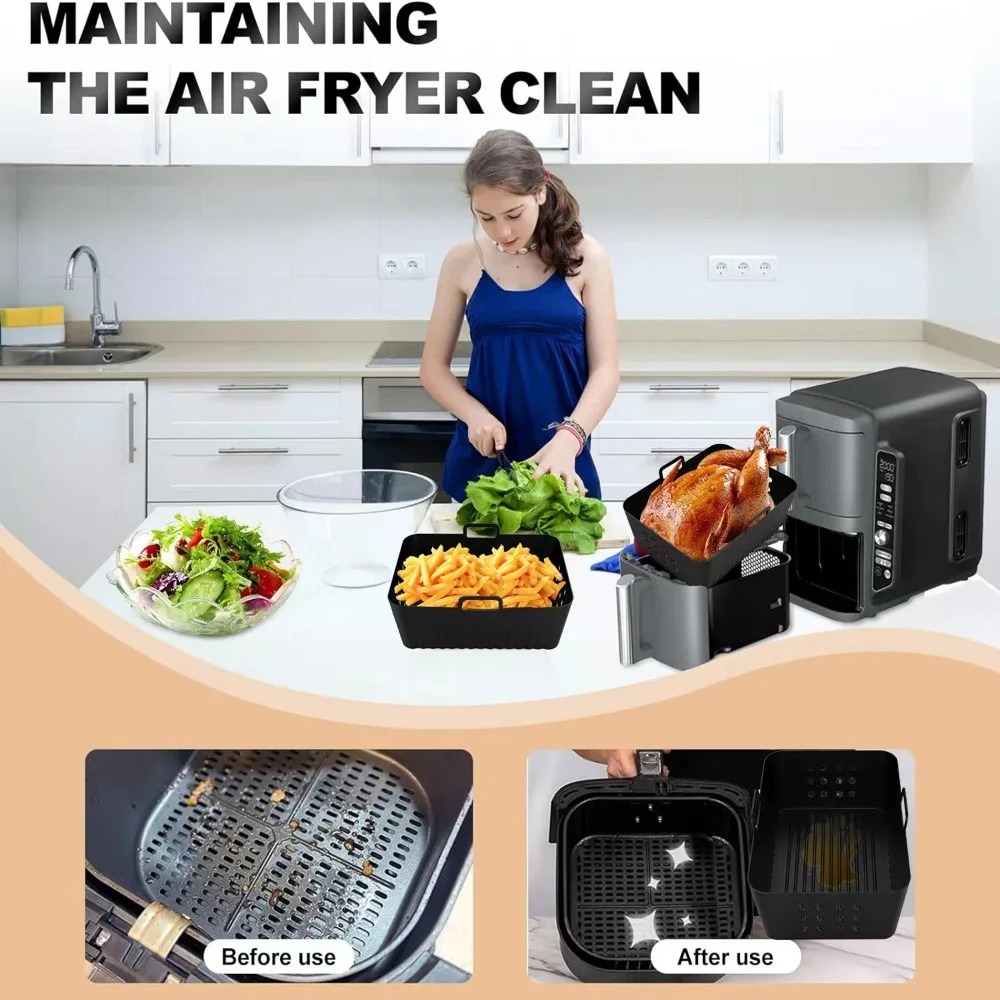 2Pcs Air FryerซิลิโคนLinersสํา - Silicone Steamer Basket บทวิจารณ์และราคา