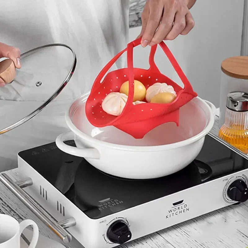 ตะกร้านึ่งพร้อมส่วนต่อขยายซิลิ - Silicone Steamer Basket บทวิจารณ์และราคา