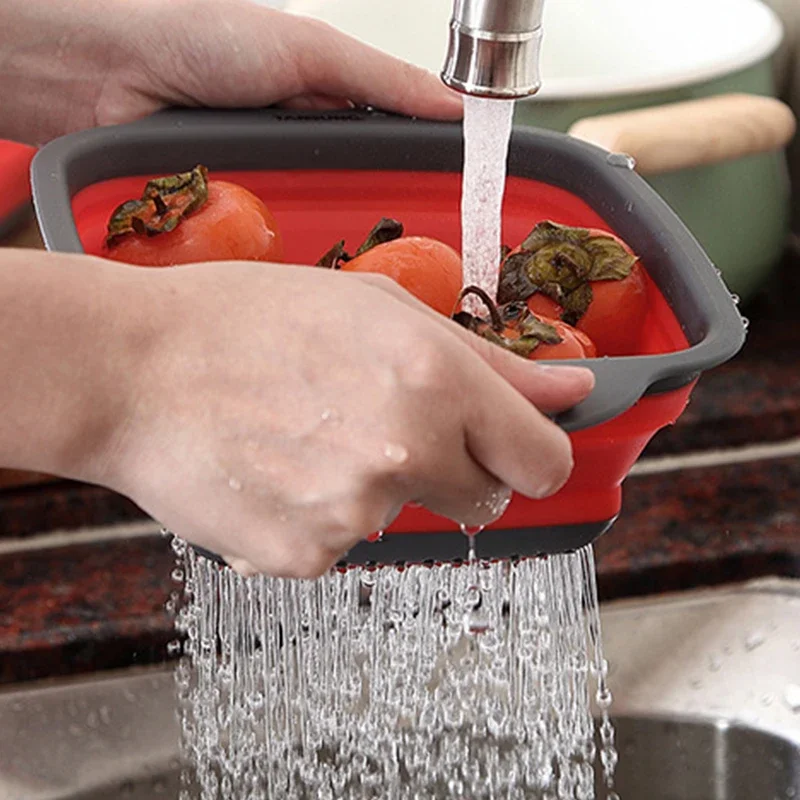 ใหม่พับตะกร้าล้างผักผักผลไม้กร - Silicone Steamer Basket บทวิจารณ์และราคา