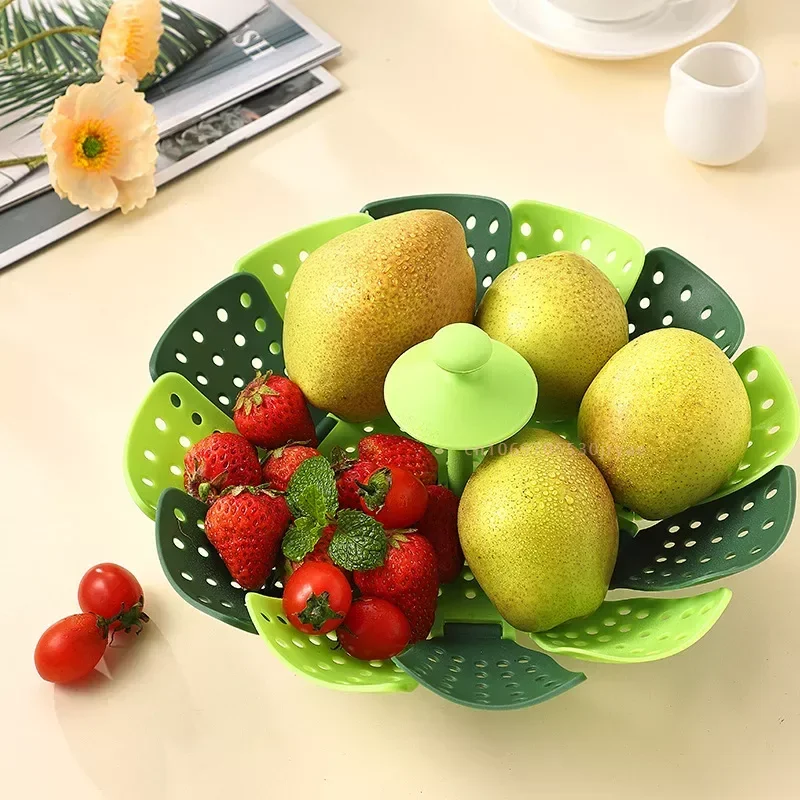 พับอาหาร Steamer ผักและผลไม้ตะ - Silicone Steamer Basket บทวิจารณ์และราคา