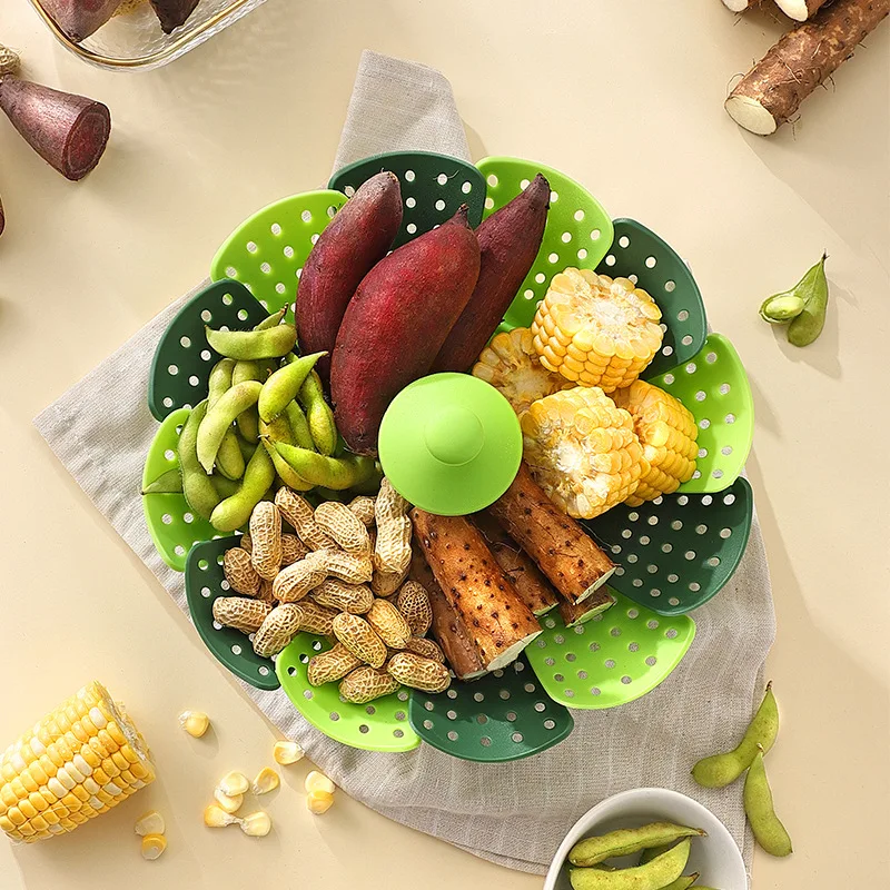 พับอาหาร Steamer ผักและผลไม้ตะ - Silicone Steamer Basket บทวิจารณ์และราคา