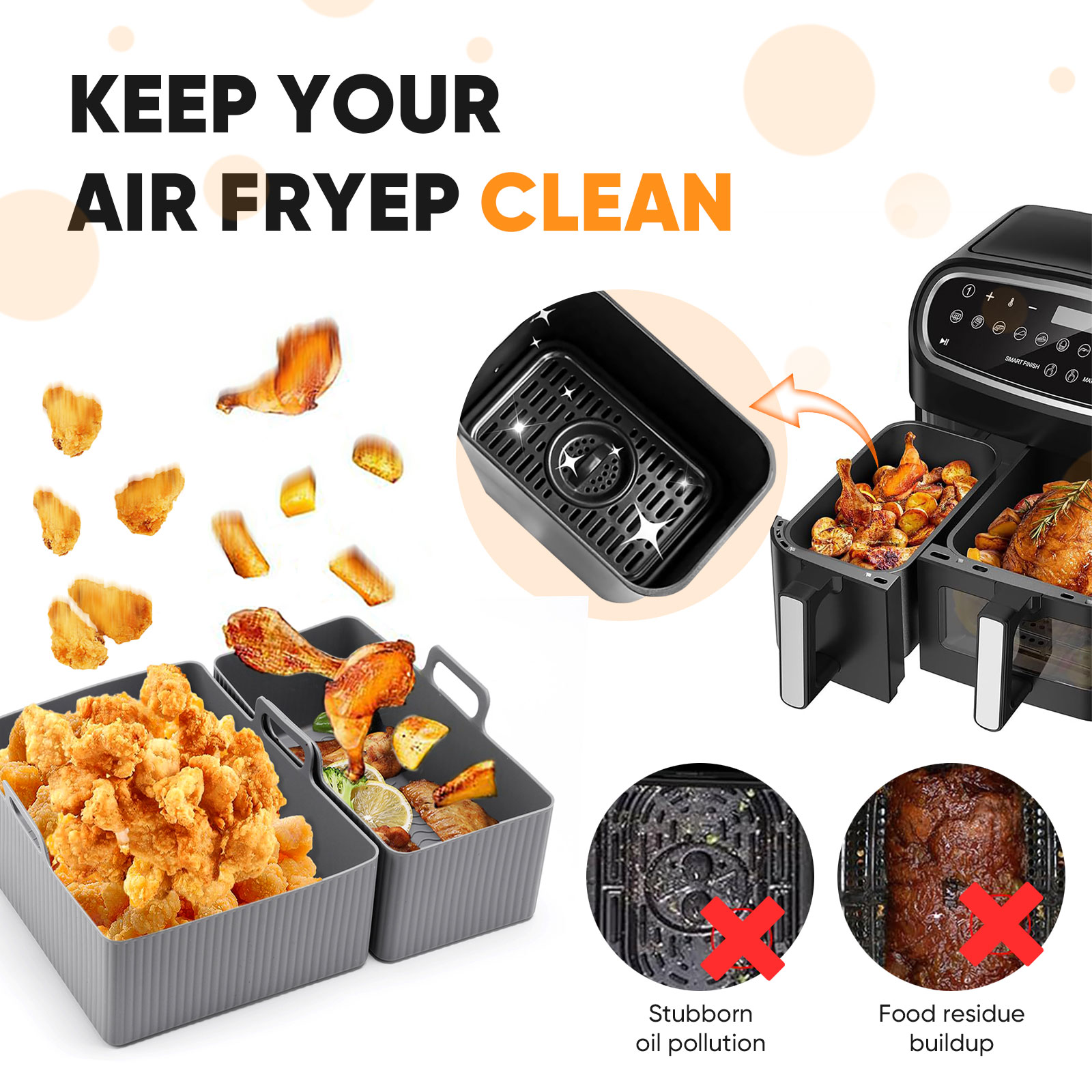 2 ชิ้นชุดซิลิโคน Air Fryer Mat - Silicone Steamer Basket บทวิจารณ์และราคา