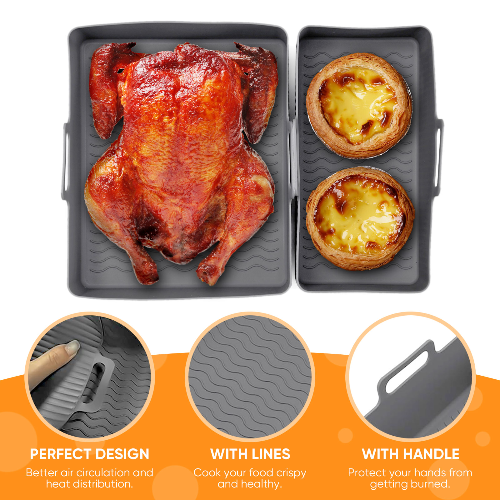 2 ชิ้นชุดซิลิโคน Air Fryer Mat - Silicone Steamer Basket บทวิจารณ์และราคา